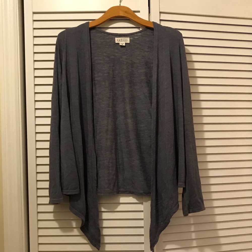 Velvet Textured Knit Ballet Tie Cardigan XS